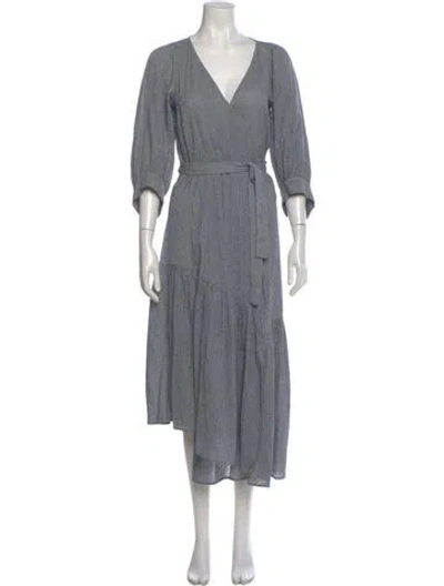 Pre-owned Apiece Apart V-neck Long Dress In Blue