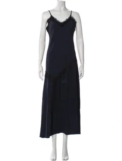 Pre-owned Apiece Apart V-neck Long Dress In Blue