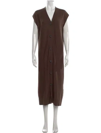 Pre-owned Apiece Apart V-neck Long Dress In Brown