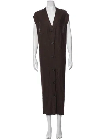 Pre-owned Apiece Apart V-neck Long Dress In Brown