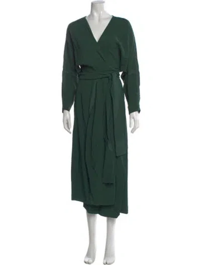 Pre-owned Apiece Apart V-neck Long Dress In Green