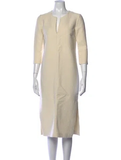 Pre-owned Apiece Apart V-neck Long Dress In Neutrals