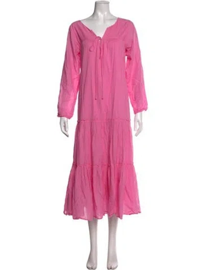 Pre-owned Apiece Apart V-neck Long Dress In Pink