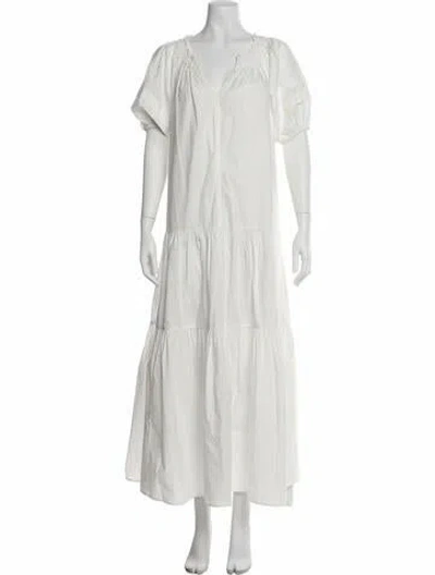 Pre-owned Apiece Apart V-neck Long Dress In White