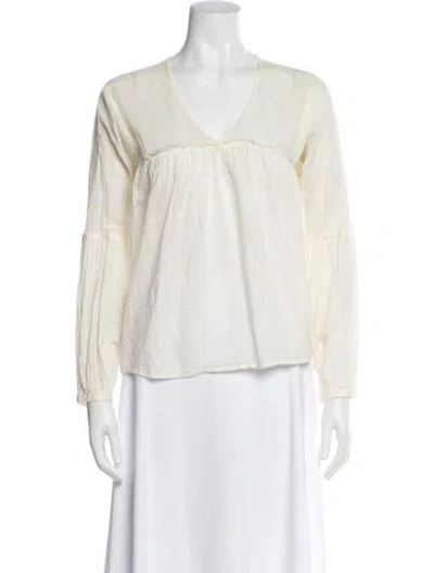 Pre-owned Apiece Apart V-neck Long Sleeve Top In White