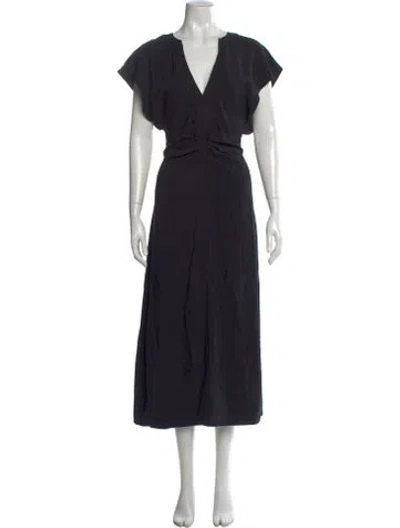 Pre-owned Apiece Apart V-neck Midi Length Dress In Black