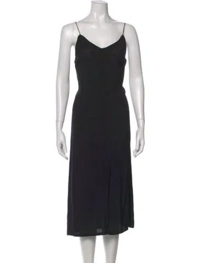 Pre-owned Apiece Apart V-neck Midi Length Dress In Black