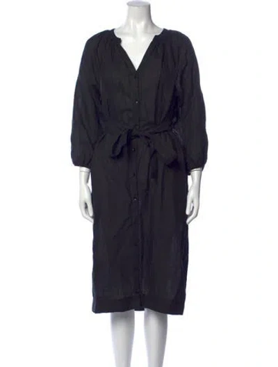 Pre-owned Apiece Apart V-neck Midi Length Dress In Black