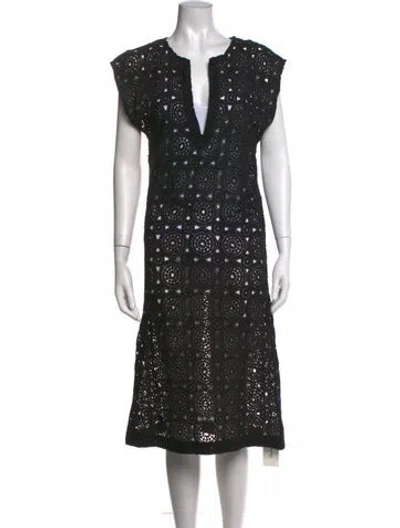 Pre-owned Apiece Apart V-neck Midi Length Dress In Black
