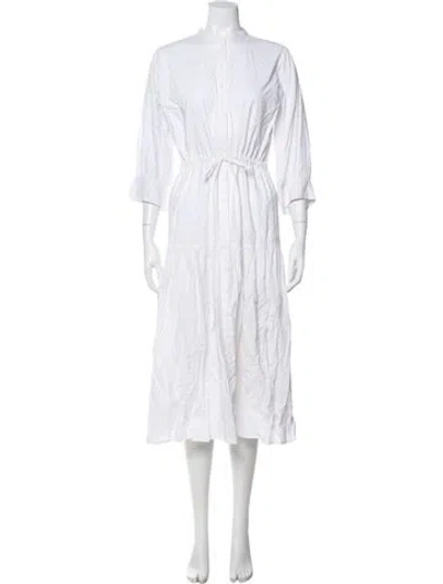 Pre-owned Apiece Apart V-neck Midi Length Dress In Blue