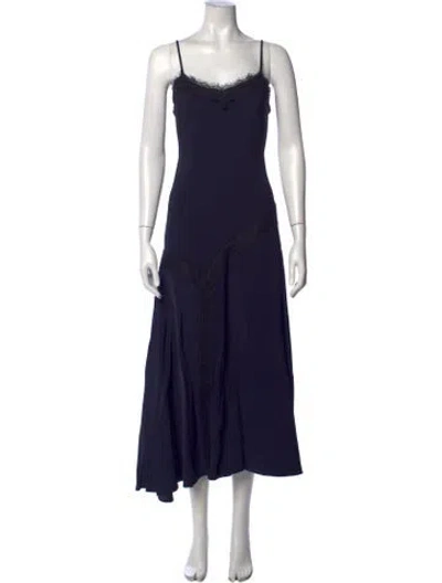 Pre-owned Apiece Apart V-neck Midi Length Dress In Blue