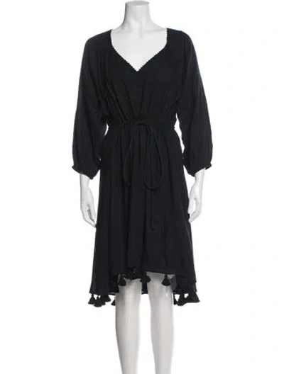 Pre-owned Apiece Apart V-neck Midi Length Dress In Blue