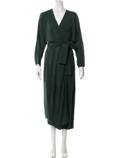 Pre-owned Apiece Apart V-neck Midi Length Dress In Green