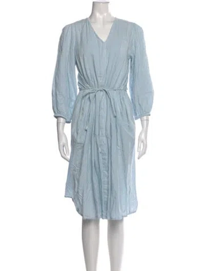Pre-owned Apiece Apart V-neck Midi Length Dress In Multi