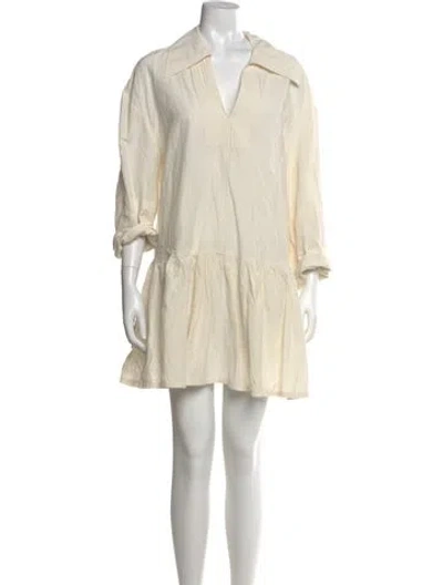 Pre-owned Apiece Apart V-neck Mini Dress In Neutral