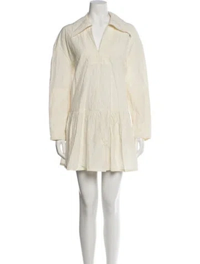 Pre-owned Apiece Apart V-neck Mini Dress In Neutral