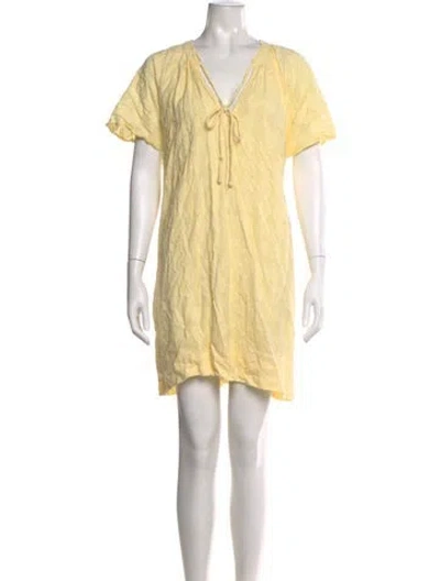 Pre-owned Apiece Apart V-neck Mini Dress In Yellow