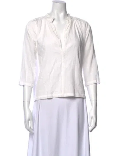 Pre-owned Apiece Apart V-neck Three-quarter Sleeve Blouse In White