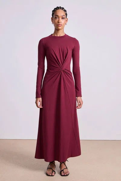 Apiece Apart Long Sleeve Volta Midi Dress In Black Cherry In Burgundy