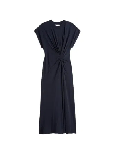 Apiece Apart Volta Twist-detail Cap-sleeve Dress In Blue