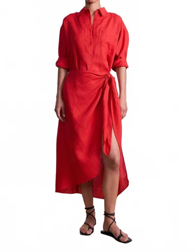 Apiece Apart Women's Alessandra Sarong Shirt Dress In Racing Red