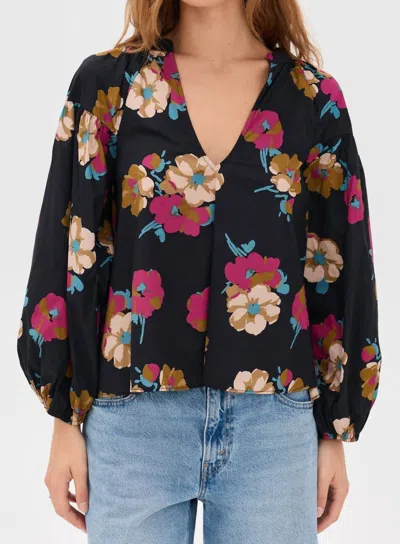 Apiece Apart Women's Anfa Shirred Top In Floating Floral In Black