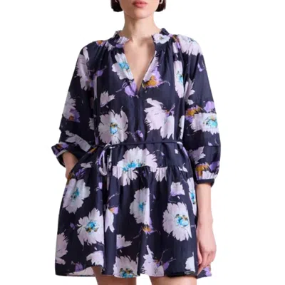 Apiece Apart Trinidad Mini Dress In Senna Floral Navy In Animal Print
