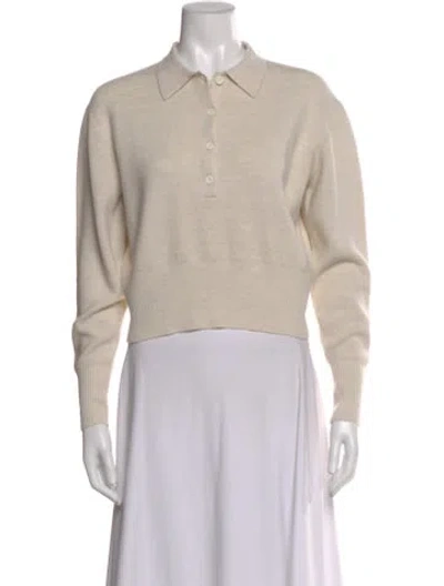 Pre-owned Apiece Apart Wool Long Sleeve Polo In Neutral