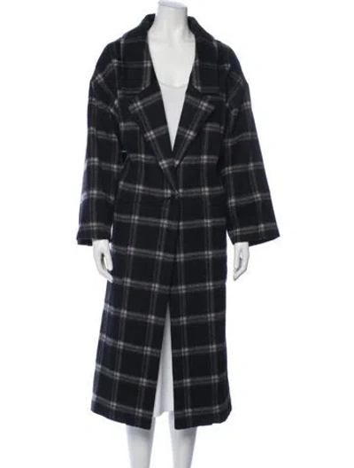 Pre-owned Apiece Apart Wool Plaid Print Evening Jacket In Blue