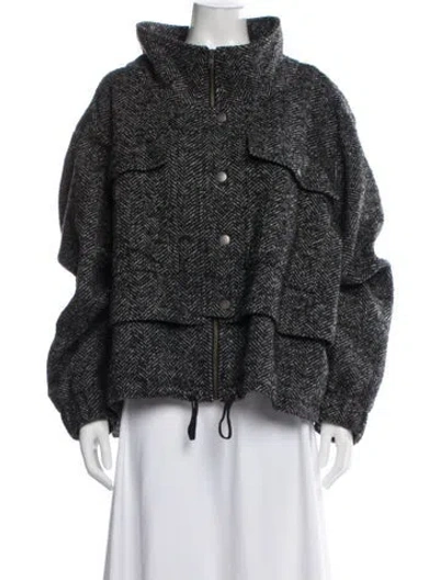 Pre-owned Apiece Apart Wool Tweed Pattern Jacket In Black