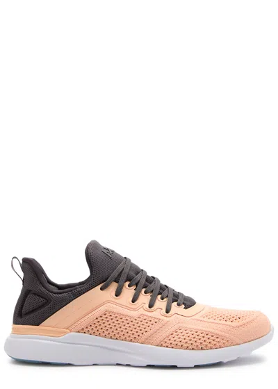 Apl Athletic Propulsion Labs Athletic Propulsion Labs Techloom Tracer Pointelle-knit Trainers In Peach