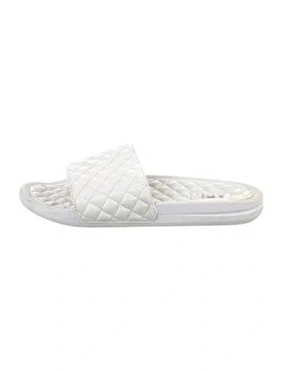 Pre-owned Apl Athletic Propulsion Labs Leather Patterned Slides In White
