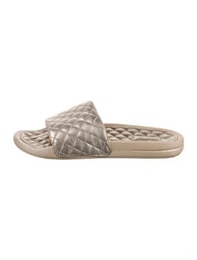 Pre-owned Apl Athletic Propulsion Labs Leather Slides In Gold/metallic
