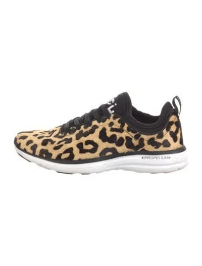 Pre-owned Apl Athletic Propulsion Labs Ponyhair Animal Print Athletic Sneakers In Neutrals