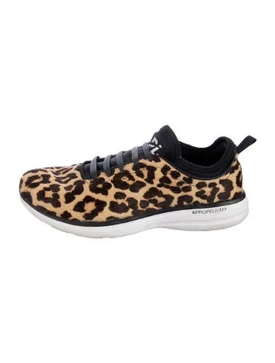Pre-owned Apl Athletic Propulsion Labs Ponyhair Animal Print Sneakers In Brown