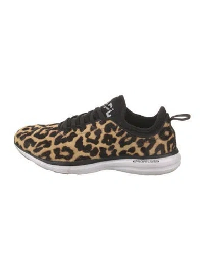 Pre-owned Apl Athletic Propulsion Labs Ponyhair Animal Print Sneakers In Brown