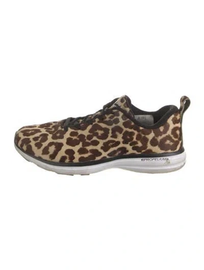 Pre-owned Apl Athletic Propulsion Labs Ponyhair Animal Print Sneakers In Brown