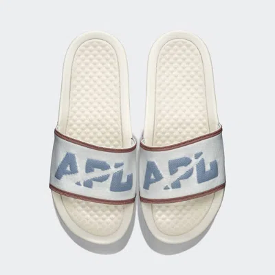 Apl Athletic Propulsion Labs Women's Big Logo Techloom Slide In Ivory/forged Blue/beachwood In White