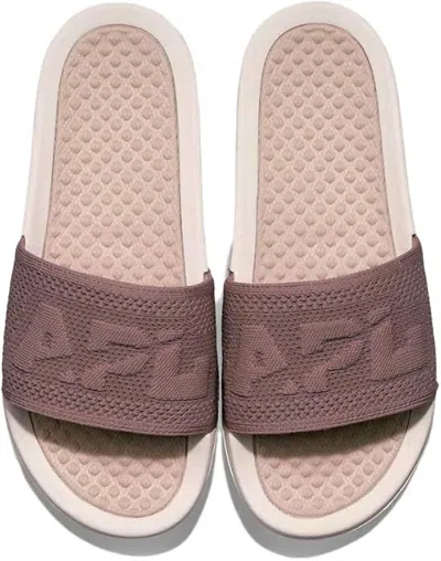 Apl Athletic Propulsion Labs Women's Big Logo Techloom Slide Sandal In Creme/rose Dust/beachwood In Burgundy