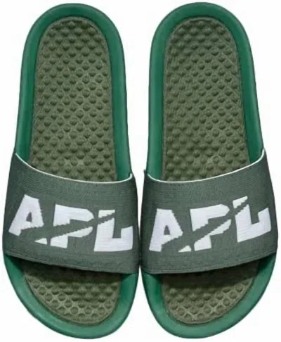 Apl Athletic Propulsion Labs Women's Big Logo Techloom Slide Sandal In Great Green/white