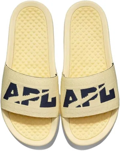 Apl Athletic Propulsion Labs Women's Big Logo Techloom Slide Sandal In Lemon Zest/midnight In Yellow