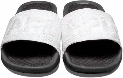 Apl Athletic Propulsion Labs Women's Big Logo Techloom Slide Sandal In Metallic Pearl/white In Black