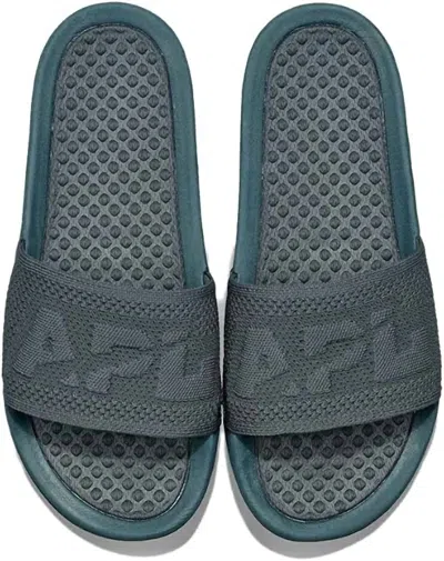 Apl Athletic Propulsion Labs Women's Big Logo Techloom Slide Sandal In Midnight Jungle In Gray