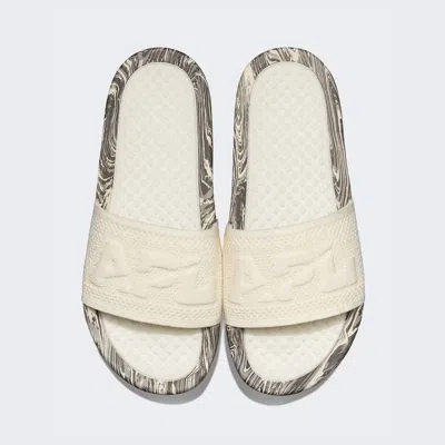 Apl Athletic Propulsion Labs Women's Big Logo Techloom Slide Sandal In Pristine/silver Travertine/marble In Multi