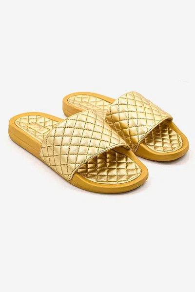 Apl Athletic Propulsion Labs Women's Lusso Slide Sandal In Metallic Gold In Yellow