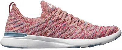 Apl Athletic Propulsion Labs Women's Techloom Wave Athletic Sneakers In Grey Denim/vivid Peach/ruby In Pink