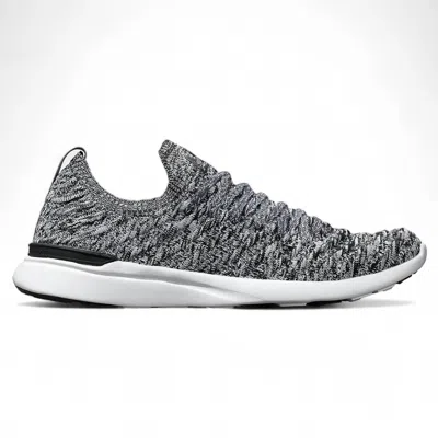 APL ATHLETIC PROPULSION LABS WOMEN'S TECHLOOM WAVE RUNNING SHOES IN HEATHER GREY/BLACK/WHITE