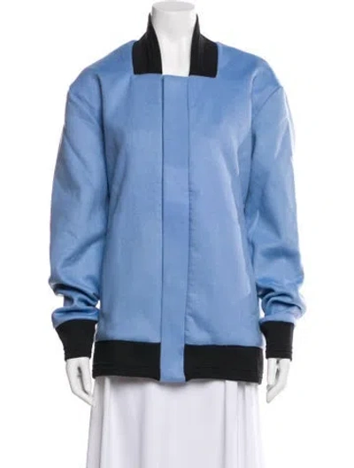 Pre-owned Apl Athletic Propulsion Labs Wool Colorblock Pattern Bomber Jacket In Blue