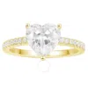 Apm Monaco 18k Yellow Gold Plated Heart Paved Ring