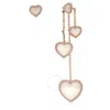 Apm Monaco Asymmetric Pink Nacre Paved Heart Earrings